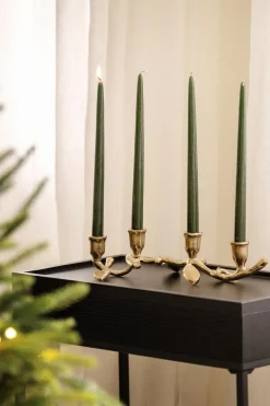 Kremmerhuset Adventstake Gullblad| Lysestaker|Julelys Og Lysestaker