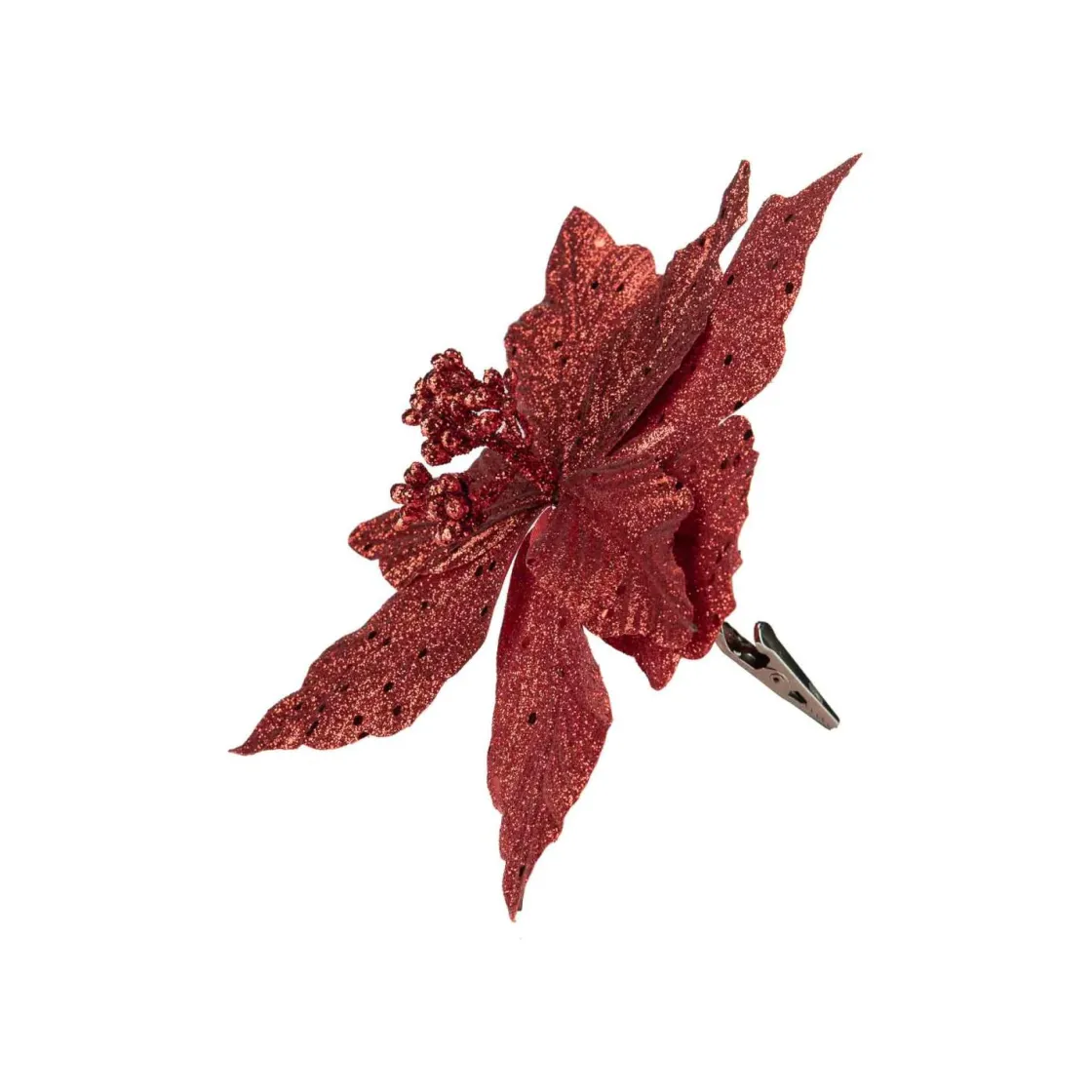 Kremmerhuset Blomst på klype rød| Julepynt|Julekuler