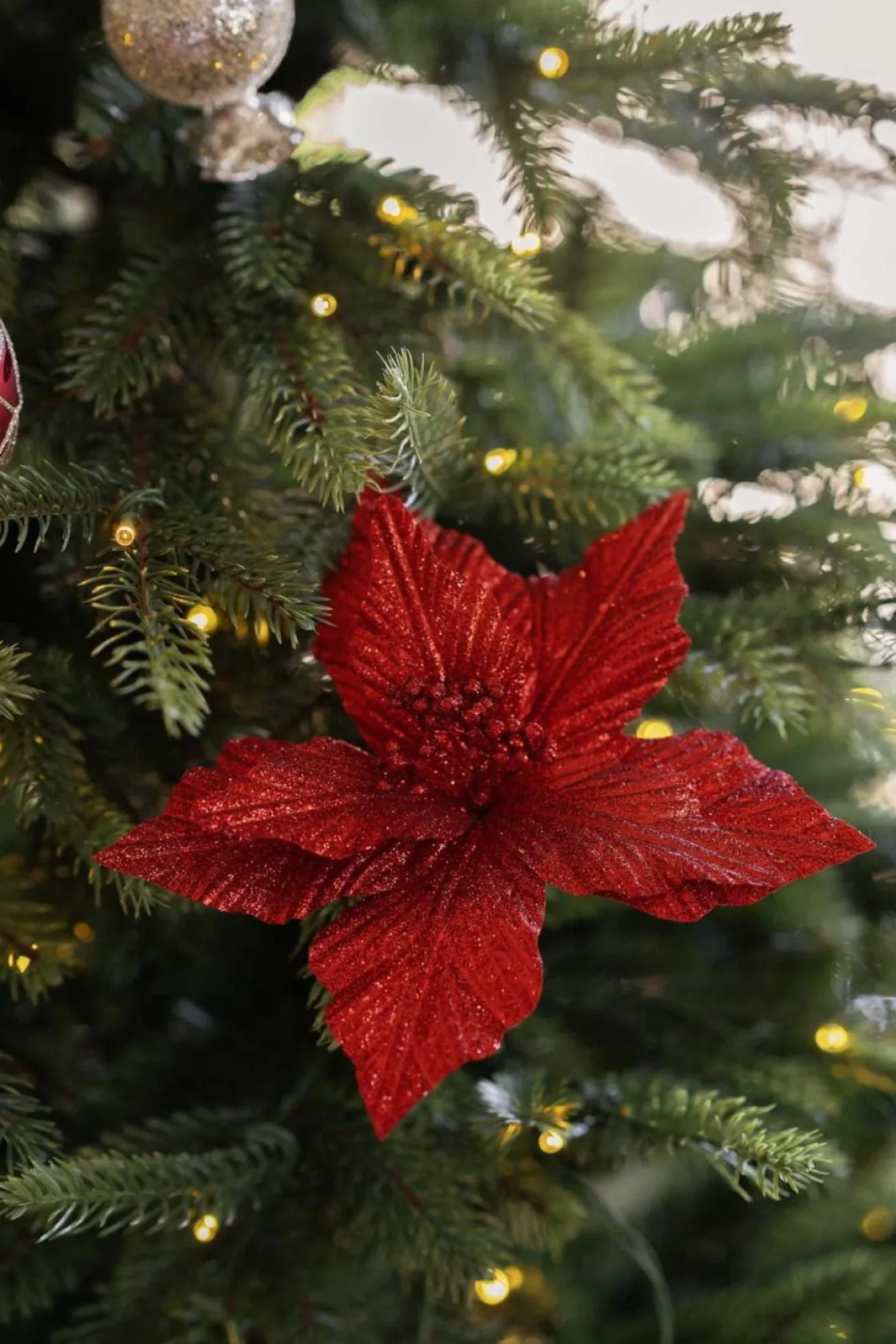 Kremmerhuset Blomst på klype rød| Julepynt|Julekuler