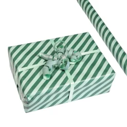 Kremmerhuset Gavepapir Stripe, grønn| Gaveinnpakking