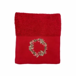 Kremmerhuset Gjestehåndkle krans rød| Annen Tekstil|Baderomsartikler