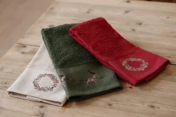 Kremmerhuset Gjestehåndkle krans rød| Annen Tekstil|Baderomsartikler