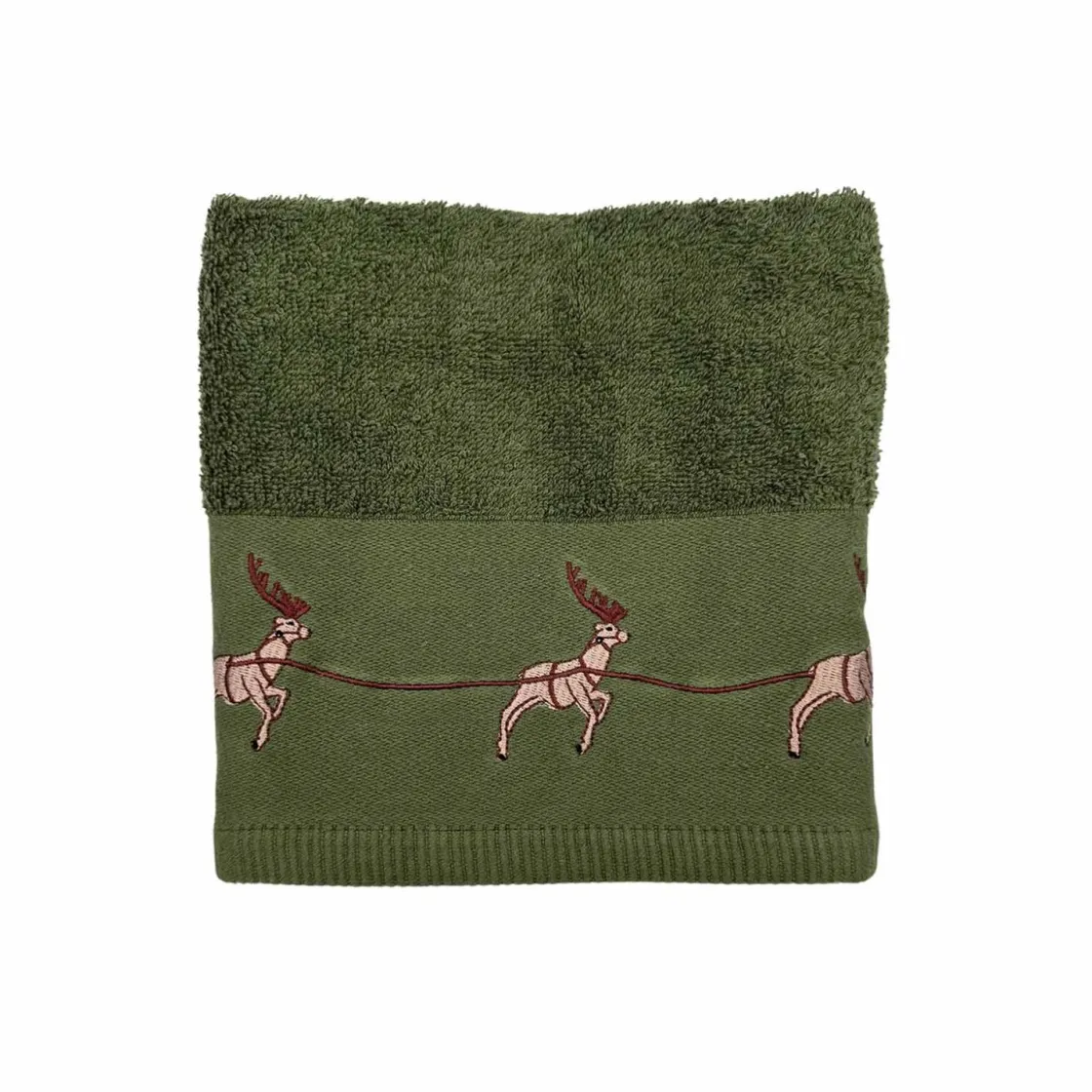 Kremmerhuset Gjestehåndkle reinsdyr grønn| Annen Tekstil|Baderomsartikler