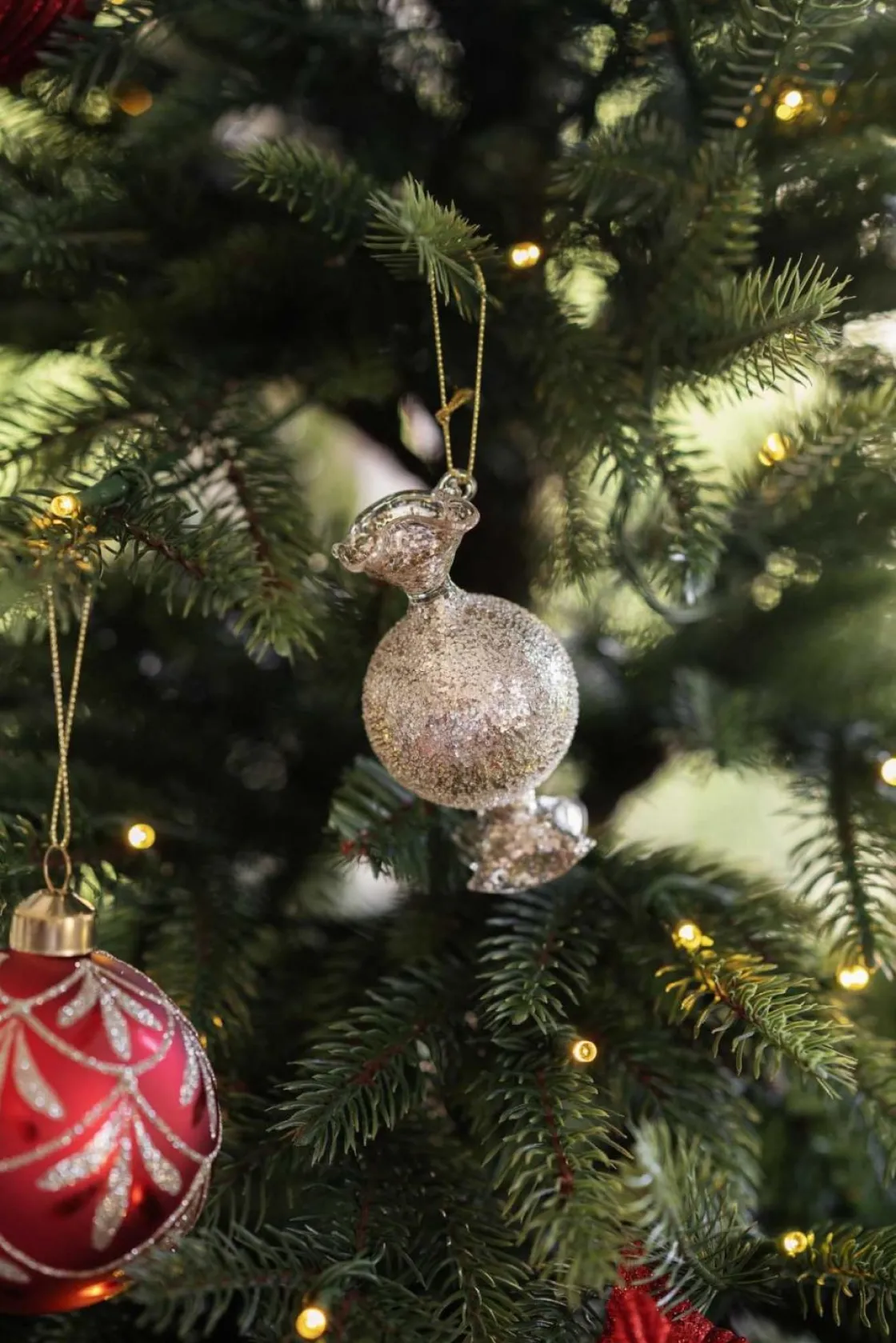 Kremmerhuset Julekule Candy Sølv| Julekuler