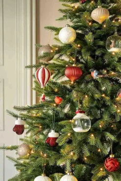 Kremmerhuset Julekule dråpe rille rød| Julekuler