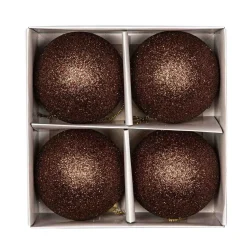 Kremmerhuset Julekule glitter 4 pack Brun| Julekuler