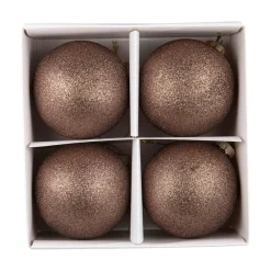Kremmerhuset Julekule glitter 4 pack brun| Julekuler