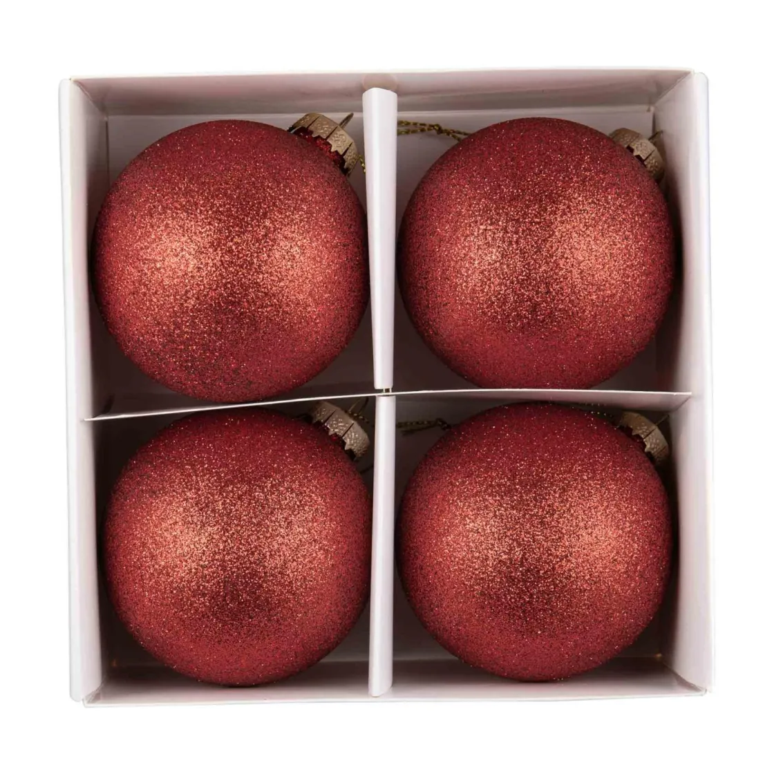 Kremmerhuset Julekule glitter 4 pack rød| Julekuler