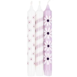 Kremmerhuset Kronelys 100% stearin 3 pk, Blomst lilla| Kronelys