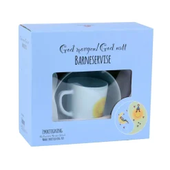 Kremmerhuset Lykketegning - God morgen/ God natt Barnesett 35 cl blå| Servering|Servise