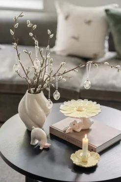 Kremmerhuset Lysestake Flower 4 cm gul| Lysestaker