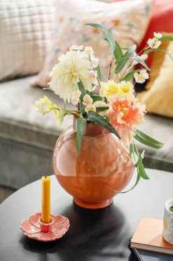 Kremmerhuset Lysestake Flower 4 cm rosa| Lysestaker