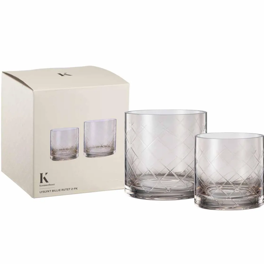 Kremmerhuset Lyslykt Billie rutet 2 pk| Lykter|Gavetips