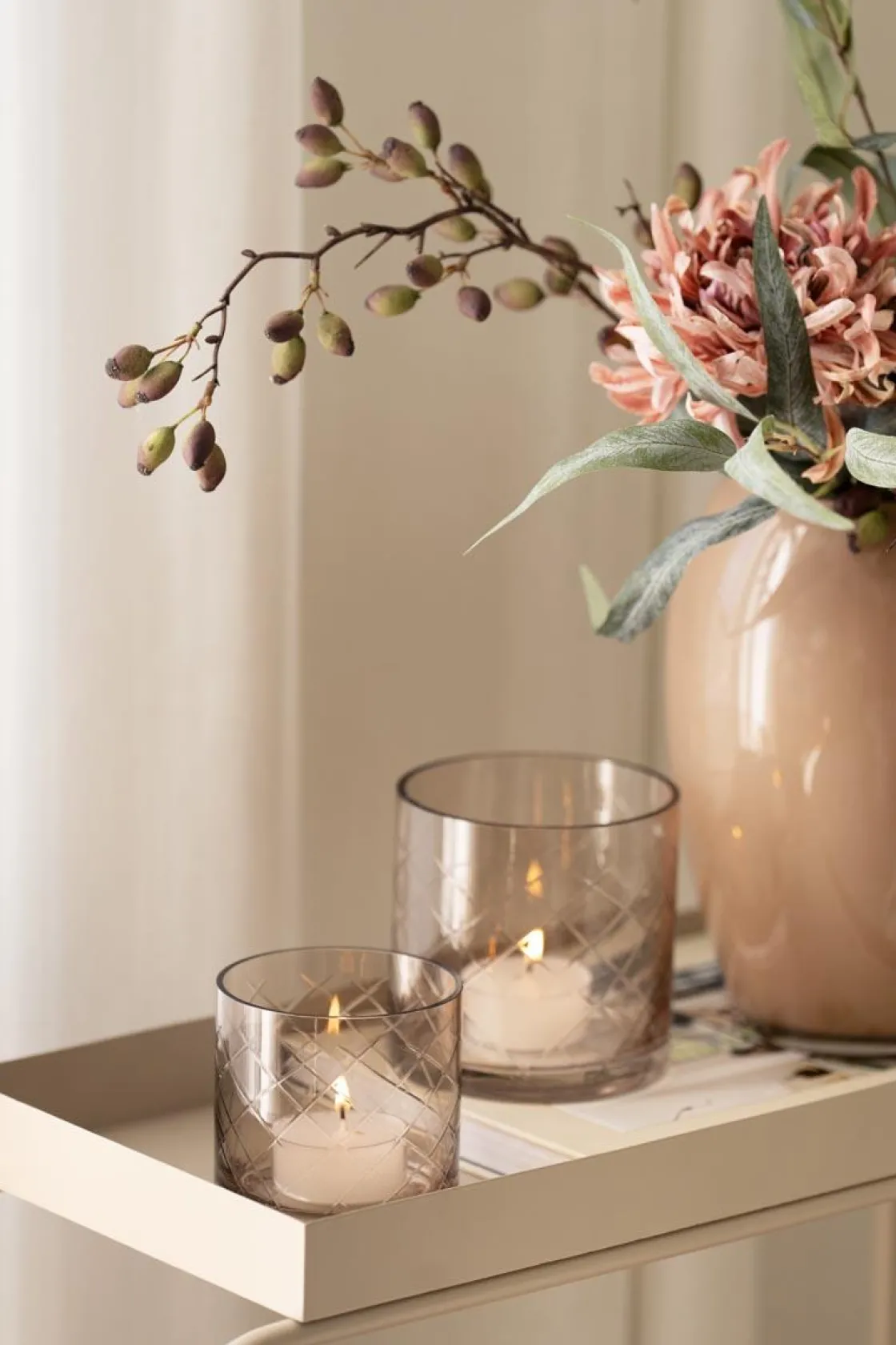 Kremmerhuset Lyslykt Billie rutet 12cm| Lykter|Lysestaker