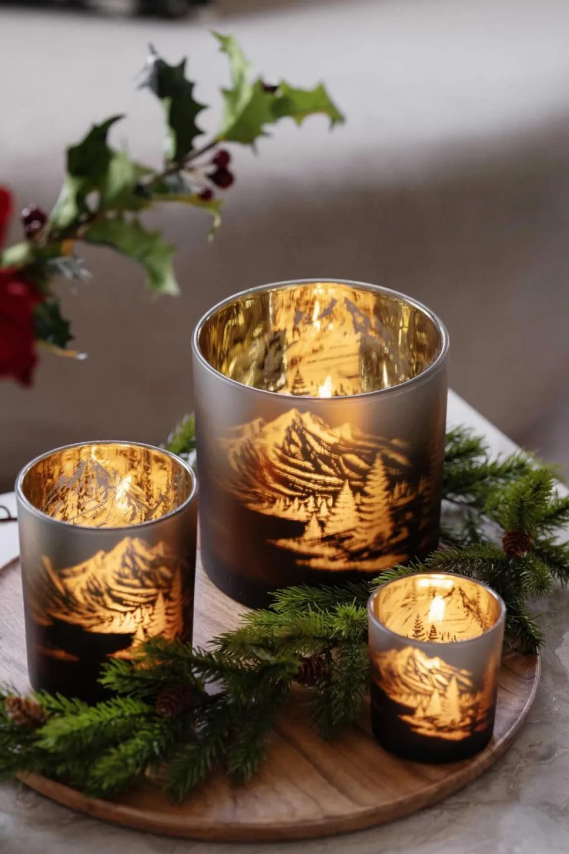 Kremmerhuset Lyslykt vinterfjell 15cm| Lykter|Julelys Og Lysestaker