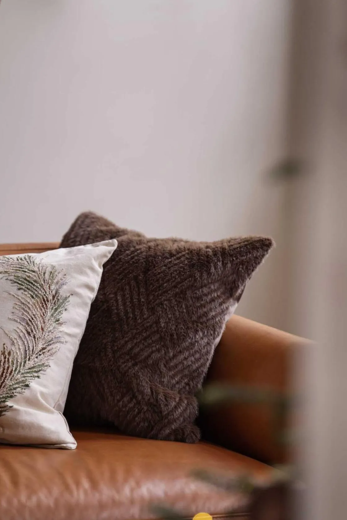 Kremmerhuset Putetrekk Faux fur grafisk 48x48cm brun| Putetrekk|Juletekstil