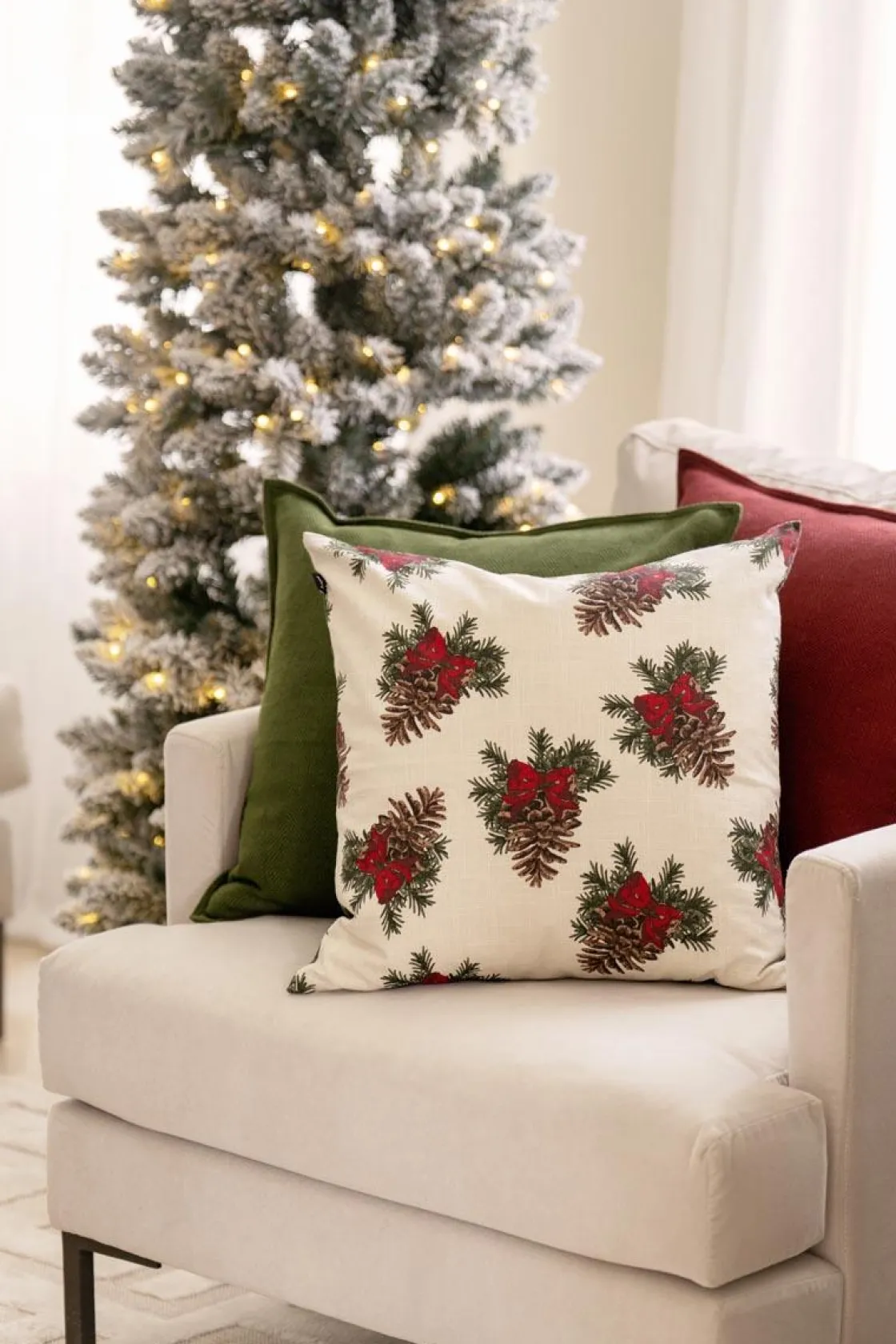 Kremmerhuset Putetrekk Herringbone 48x48cm grønn| Putetrekk|Juletekstil