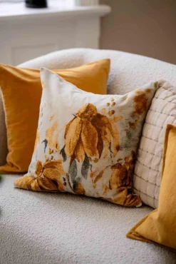 Kremmerhuset Putetrekk velur Fleur 48x48cm oker| Putetrekk