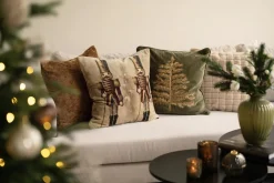 Kremmerhuset Putetrekk velur Gulltre broderi 48x48cm| Putetrekk|Juletekstil