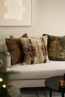 Kremmerhuset Putetrekk velur Gulltre broderi 48x48cm| Putetrekk|Juletekstil