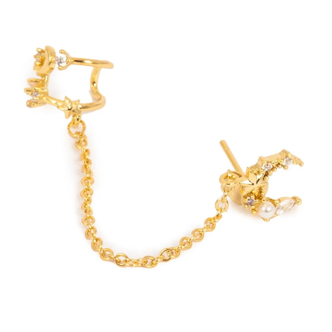 Kremmerhuset Øredobber og earcuff, måne, Gull| Ørepynt