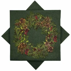Kremmerhuset Serviett Julekrans grønn| Servietter|Juleservietter