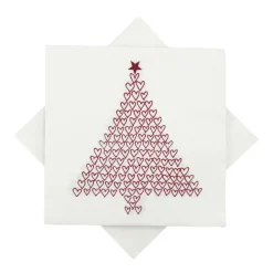 Kremmerhuset Serviett juletrehjerter hvit| Servietter|Juleservietter