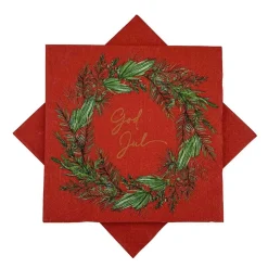 Kremmerhuset Serviett krans rød| Servietter|Juleservietter