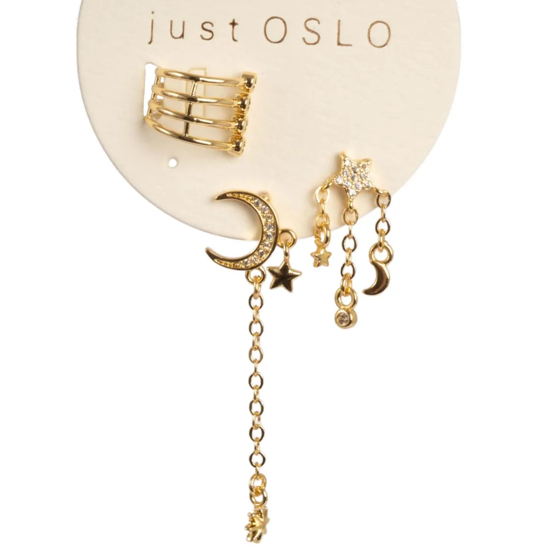 Kremmerhuset Sett med 3 øredobber, måne, Gull| Ørepynt