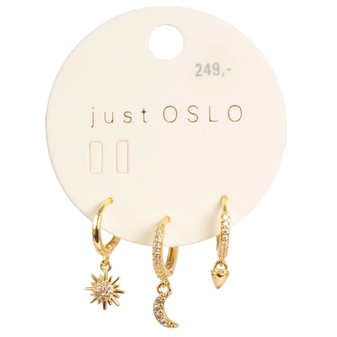 Kremmerhuset Sett med 3 øredobber, måne, Gull| Ørepynt