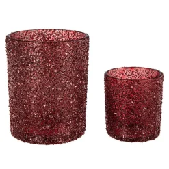Kremmerhuset Telysholder Glitter 8 cm rød| Lykter|Julelys Og Lysestaker
