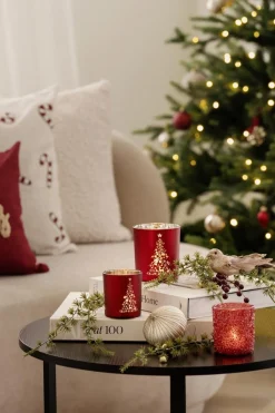 Kremmerhuset Telysholder Glitter 8 cm rød| Lykter|Julelys Og Lysestaker